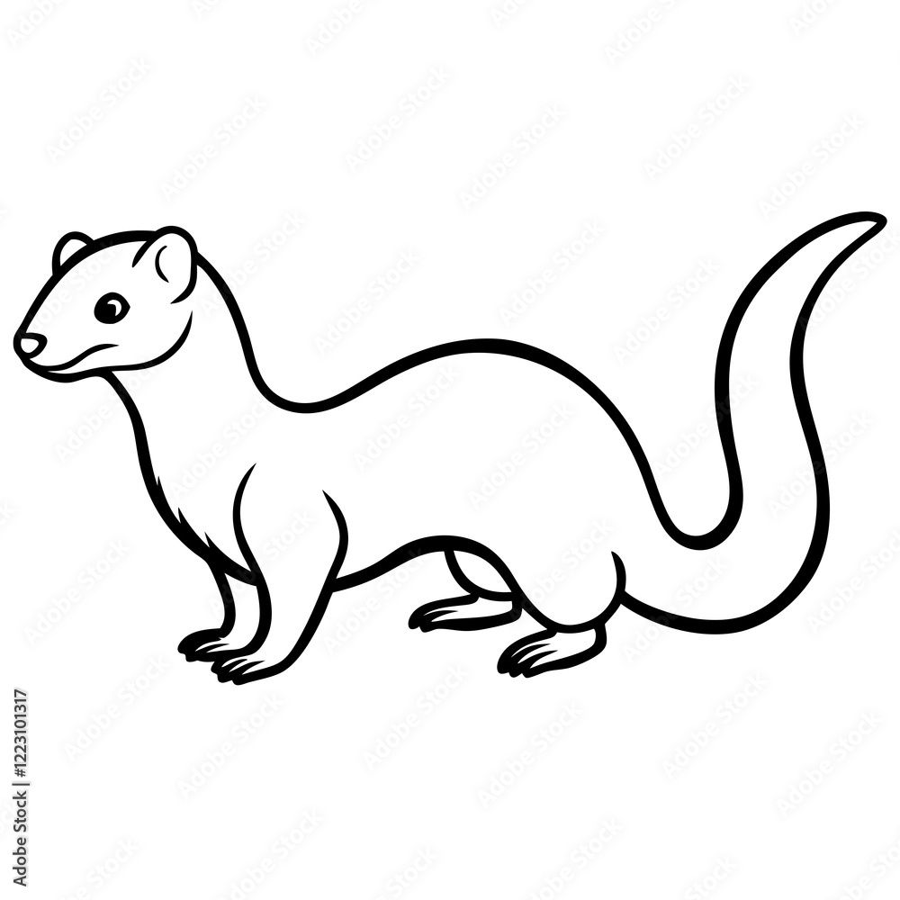 Cute Silhouette of a Weasel line art vector cartoon illustration Cute Silhouette of a Weasel line art vector cartoon illustration