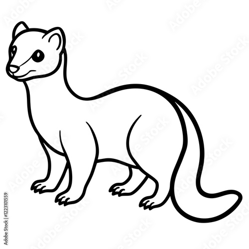 Cute Silhouette of a Weasel line art vector cartoon illustration