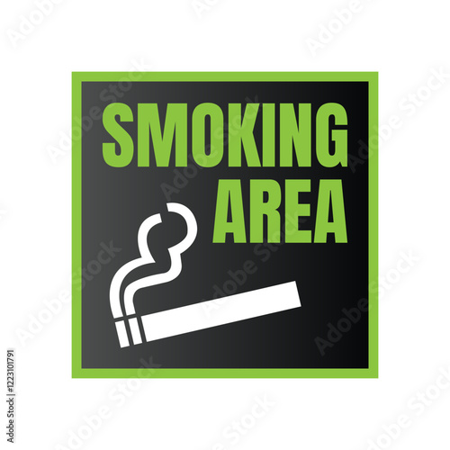 Designated smoking area sign poster, Smoking area here icon, Permitted smoking zone illustration