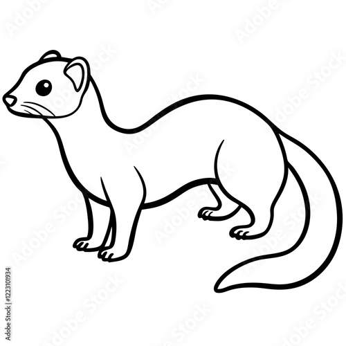 Cute Silhouette of a Weasel line art vector cartoon illustration