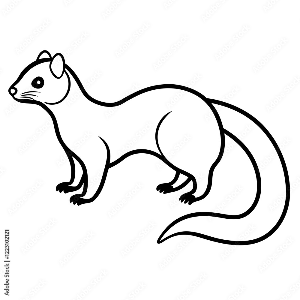 Cute Silhouette of a Weasel line art vector cartoon illustration Cute Silhouette of a Weasel line art vector cartoon illustration