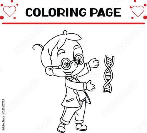 scientist is researcher laboratory coloring page for kids