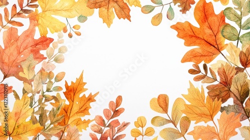 Vibrant Watercolor Autumn Leaves Frame template