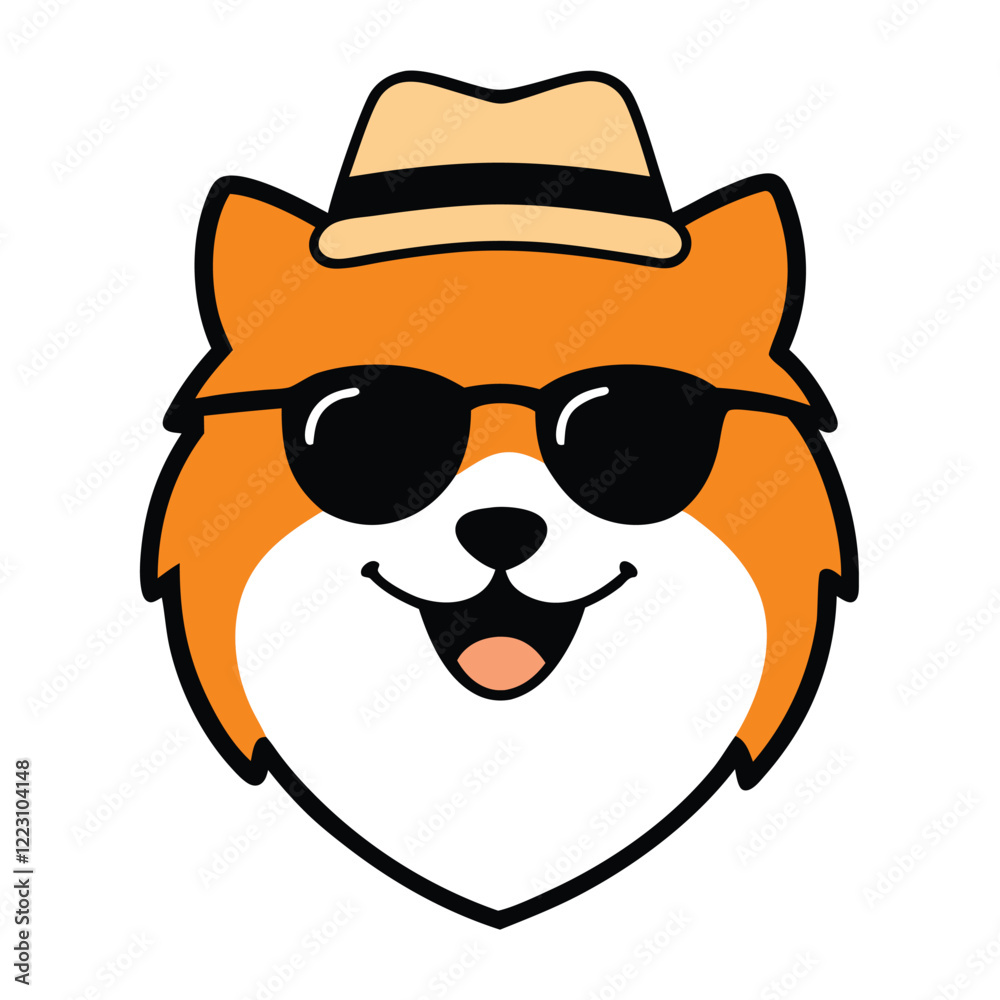 Funny pomeranian dog head vector art Funny pomeranian dog head vector art