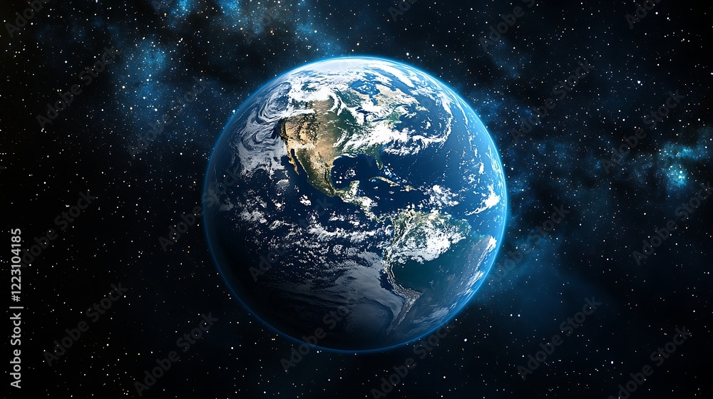 Fototapeta premium A large number of small space debris orbits the Earth planet