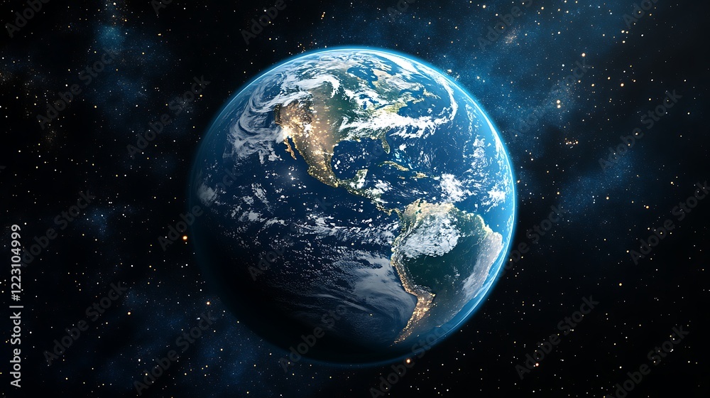 Obraz premium A large number of small space debris orbits the Earth planet