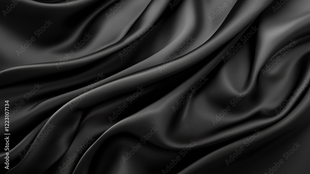 Obraz premium Luxurious black silk fabric with elegant folds