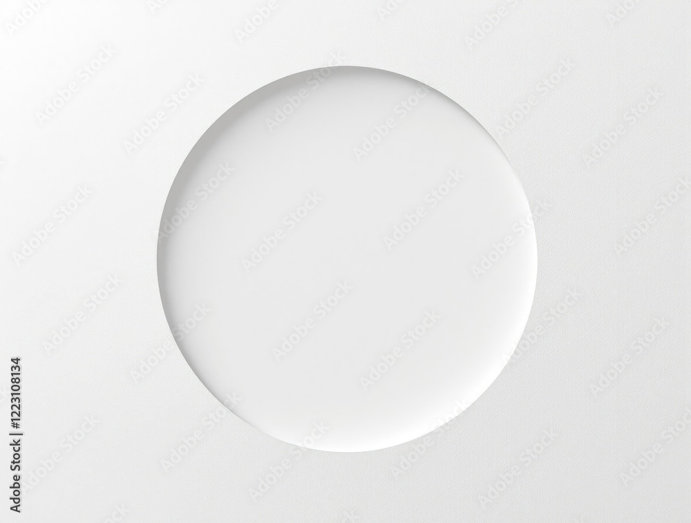 Circle cutout from white paper with shadows on white background, paperwork, decor, creativity Circle cutout from white paper with shadows on white background, paperwork, decor, creativity