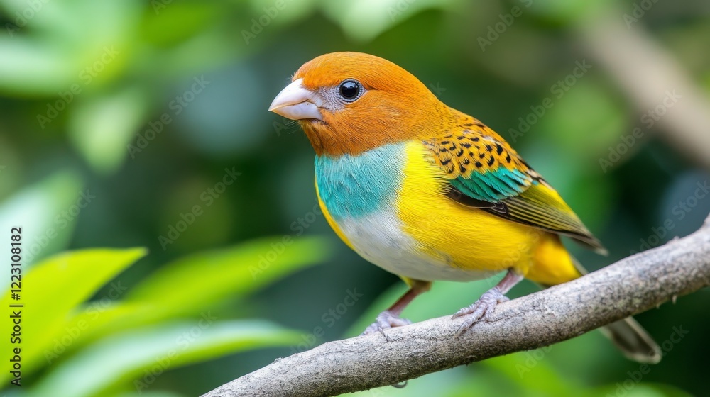 Fototapeta premium Colorful Bird with Vibrant Plumage Perched on a Branch in Nature