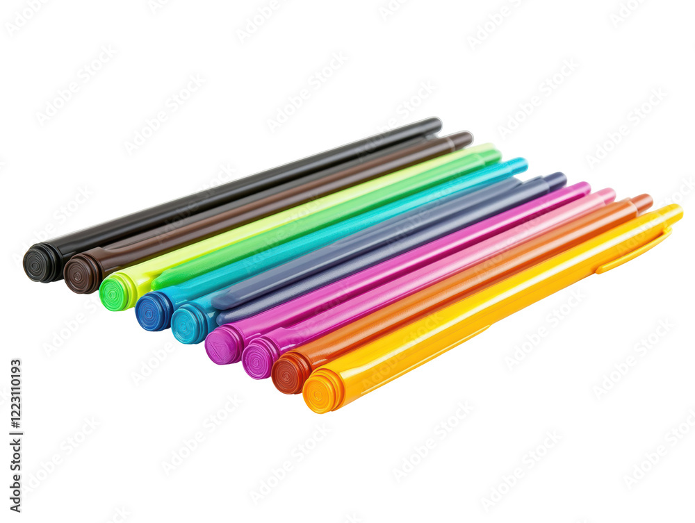 Isolated Multiple Colorful Ballpoint Pens Isolated Multiple Colorful Ballpoint Pens