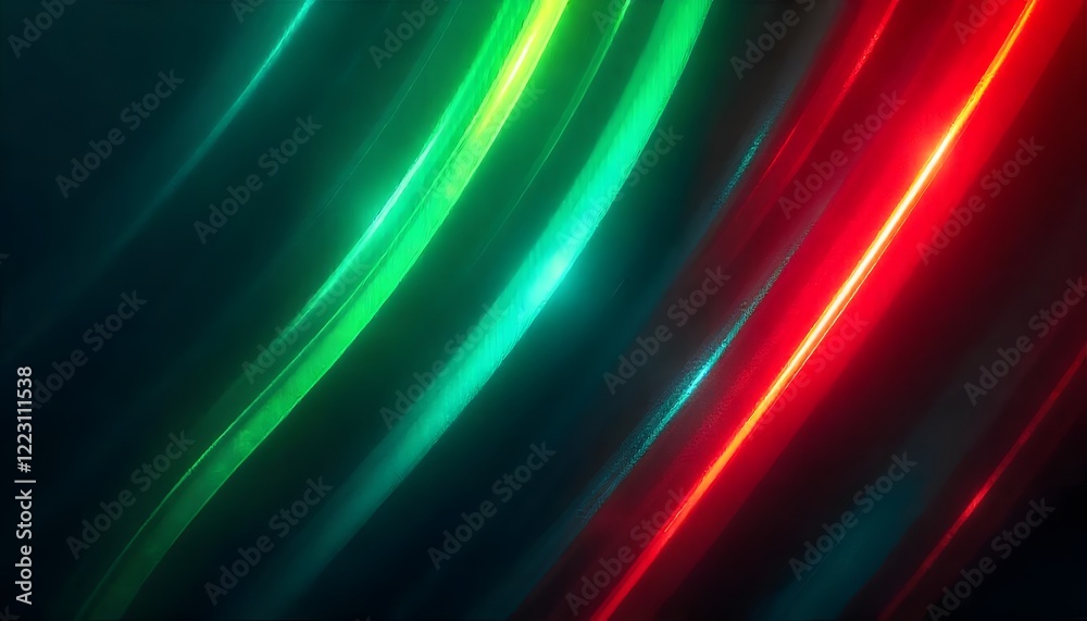 Abstract background featuring diagonal bands of vibrant green, teal, yellow and red Abstract background featuring diagonal bands of vibrant green, teal, yellow and red