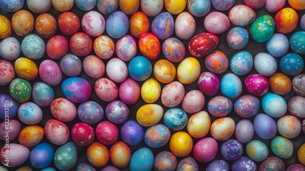 Colorful Speckled Easter Eggs in a Vibrant Array Colorful Speckled Easter Eggs in a Vibrant Array