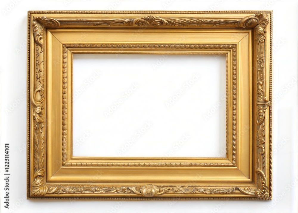 Golden Art Frame Isolated on White Background Golden Art Frame Isolated on White Background