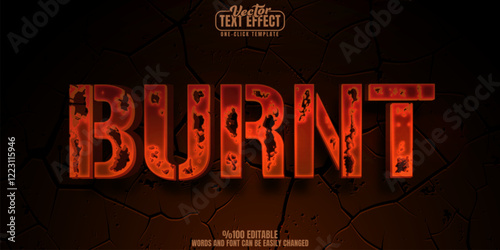 Burnt editable text effect, customizable sword and game 3d font style