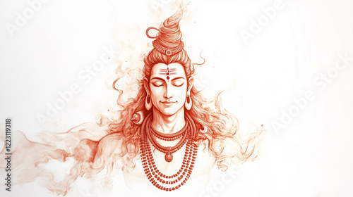 Lord Shiva, the Hindu god of destruction and regeneration, symbolizes meditation, power, and transformation. He is part of the holy trinity alongside Brahma and Vishnu.