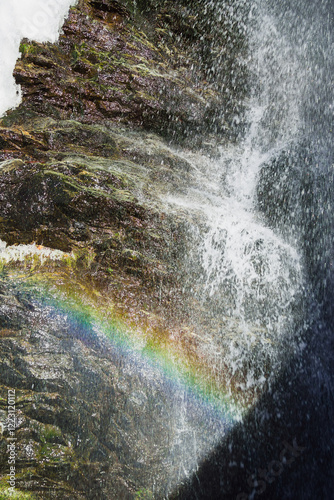 Abstract image of a rainbow in the waterfall.