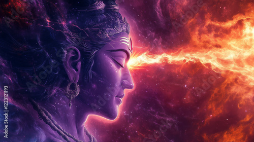Lord Shiva, the Hindu god of destruction and regeneration, symbolizes meditation, power, and transformation. He is part of the holy trinity alongside Brahma and Vishnu.