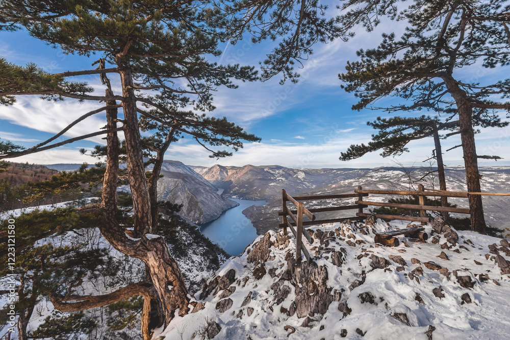 Banjska Stena Observation Deck in Winter Snow