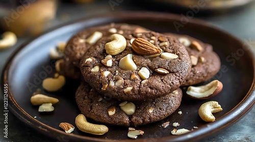 Ragi cookies or finger millet cookies delight in wholesome goodness with these delectable finger millet cookies topped with almonds and cashews a nutritious treat for health conscious food lovers photo