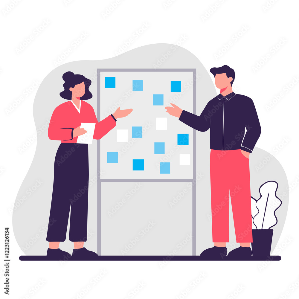 Business vector illustration business man and woman in office Business vector illustration business man and woman in office