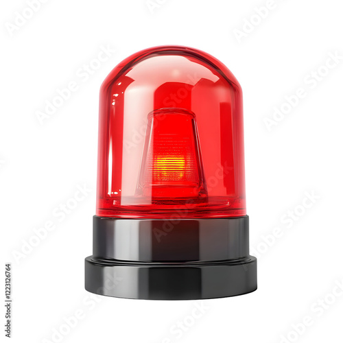 Red light beacon on a white background isolated with transparency for emergency signaling
