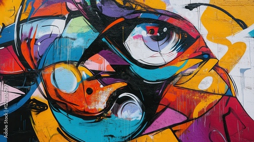 Wallpaper Mural Vibrant abstract graffiti art with bold colors and dynamic shapes Torontodigital.ca