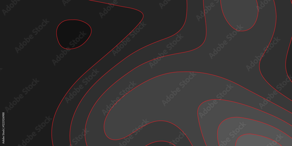 Obraz premium Abstract topographic contours map background, wave paper curved reliefs abstract background. geographic line map Modern design with black with topographic wavy pattern design. vector.