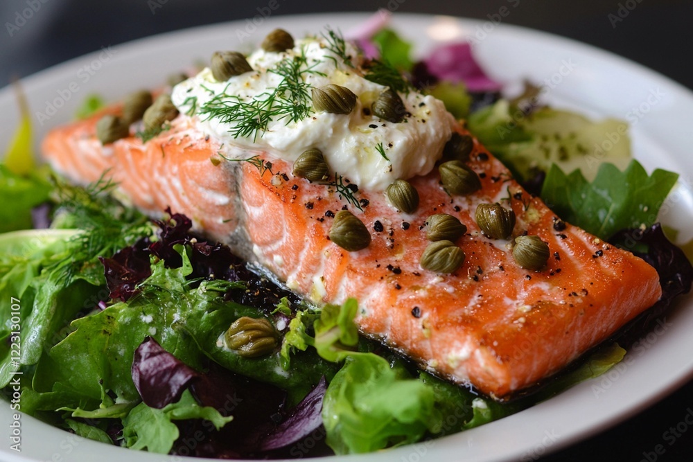 Smoked salmon salad with capers cream cheese Smoked salmon salad with capers cream cheese
