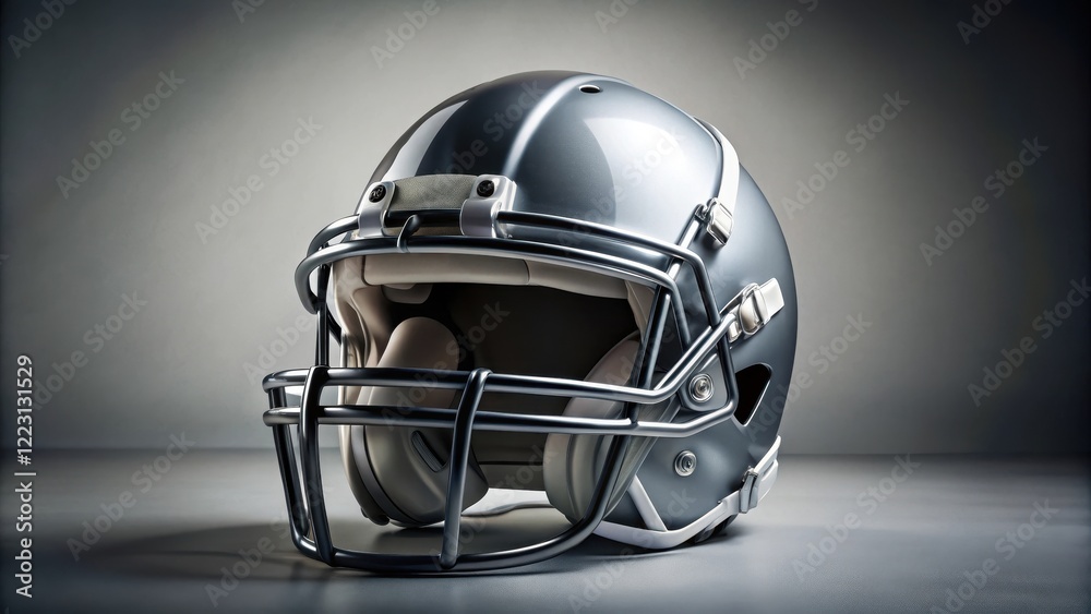 Fototapeta premium American Football Helmet on Grey Background Mockup