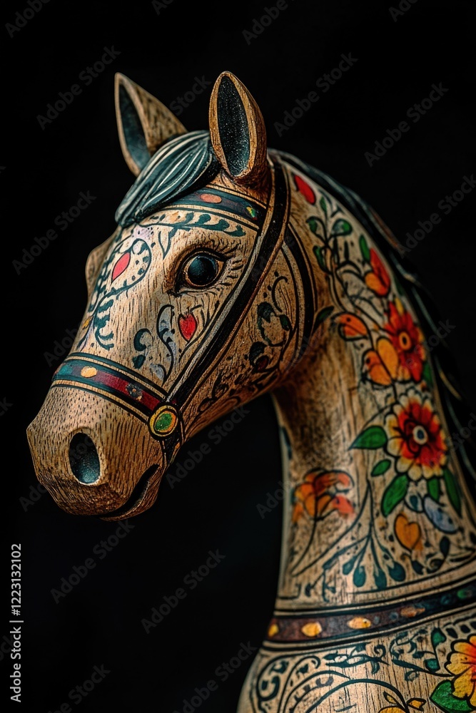 Naklejka premium Wooden Horse Close Up