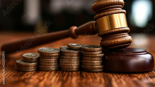Gavel and Stack of Coins: Symbol of Financial Law and Justice