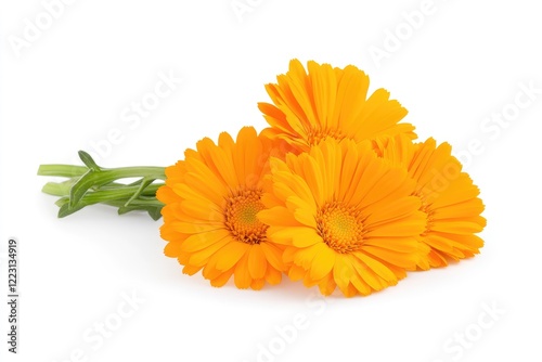 Vibrant orange flowers arranged beautifully against a white background, highlighting their natural beauty