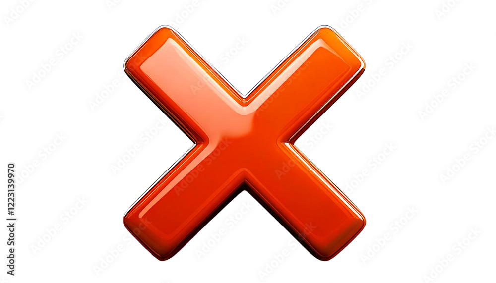 Obraz premium 3D Cartoon Style Negative Cross Mark on White Background