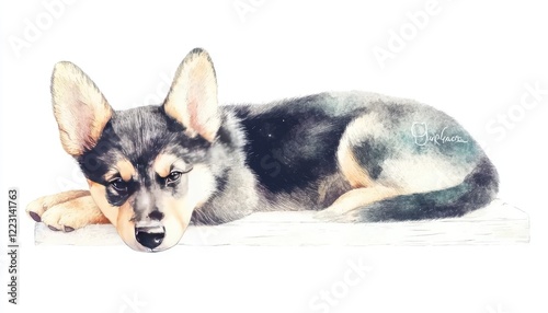 A serene portrait of a resting corgi, showcasing its playful nature and vibrant fur, set against a minimalist background