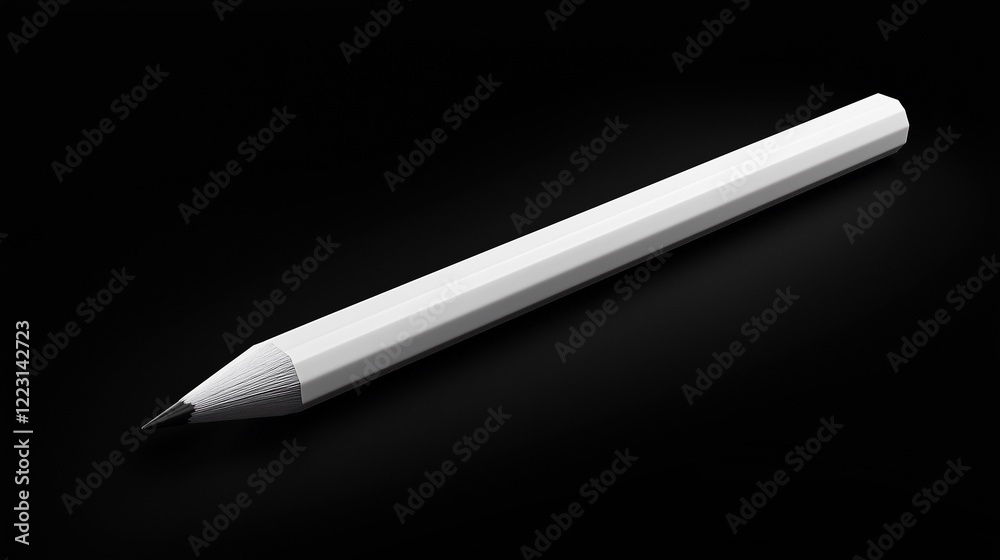Crafting ideas with a white pencil resting on a smooth black surface inviting creativity in a minimalist design Crafting ideas with a white pencil resting on a smooth black surface inviting creativity in a minimalist design