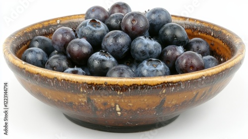 Wallpaper Mural Fresh Juicy Blueberries in Rustic Brown Ceramic Bowl Close Up View Torontodigital.ca