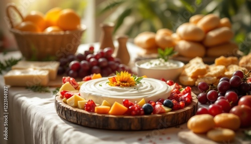 Delightful Iftar Feast: A bountiful spread of traditional dishes for a celebratory meal photo