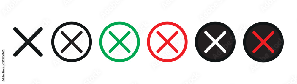 reject icon set, colorful close mark icon set, wrong mark editable set, cross mark png and vector illustration on transparent background reject icon set, colorful close mark icon set, wrong mark editable set, cross mark png and vector illustration on transparent background