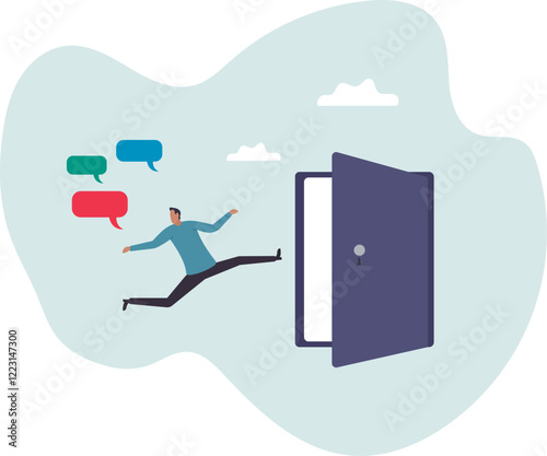 Exit interview, employee feedback before leaving or resignation, staff suggestion to HR human resources.business concept.flat character.