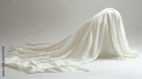 Elegant Draped Cream Silk Fabric Luxurious Textile Smooth Flowing Material Studio Shot