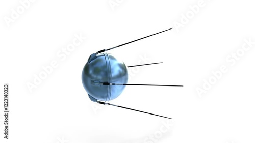 sputnik artificial satellite on white background