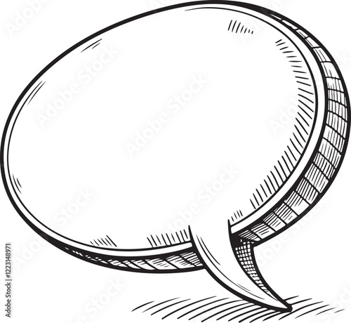Speech Bubble Dialogue Monologue Talk Talking Speaking Sketch Drawing Linear Line Art Hand Drawn Black and White Vector Illustration Isolated on White