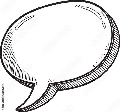 Speech Bubble Dialogue Monologue Talk Talking Speaking Sketch Drawing Linear Line Art Hand Drawn Black and White Vector Illustration Isolated on White