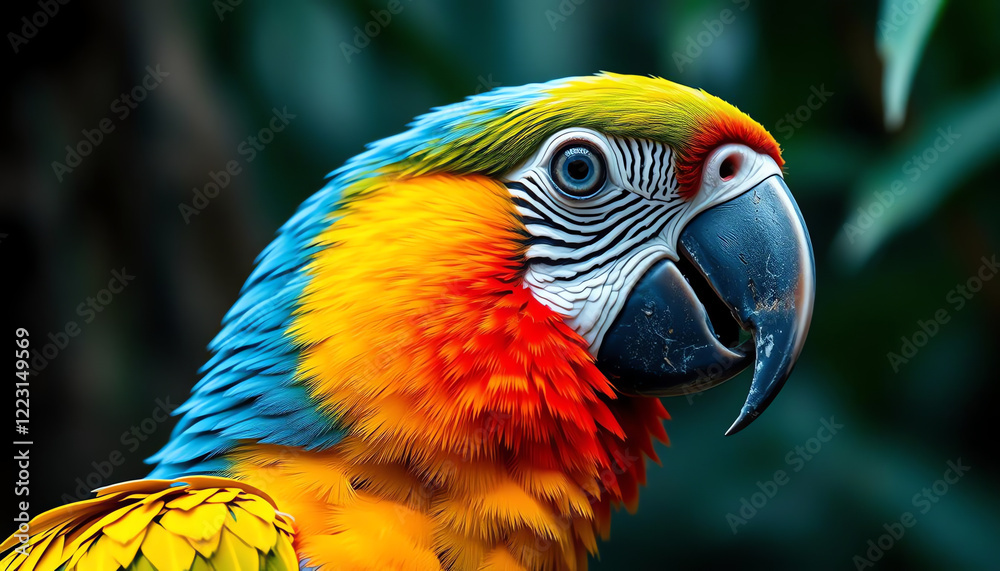 Fototapeta premium Close-up of a colorful parrot in a rainforest