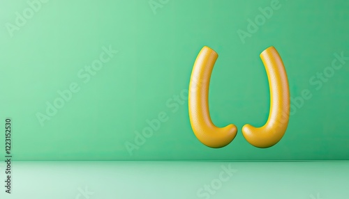 Abstract yellow shapes on a mint green background, creating a playful and vibrant atmosphere