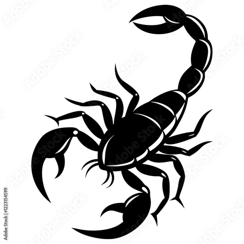 Cute Silhouette of a Scorpion line art vector cartoon illustration photo