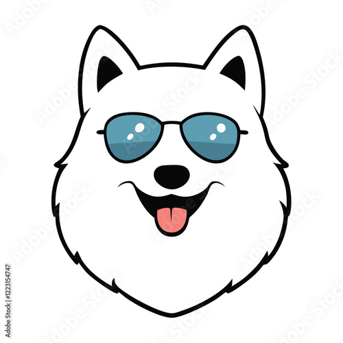 Funny samoyed dog head vector art