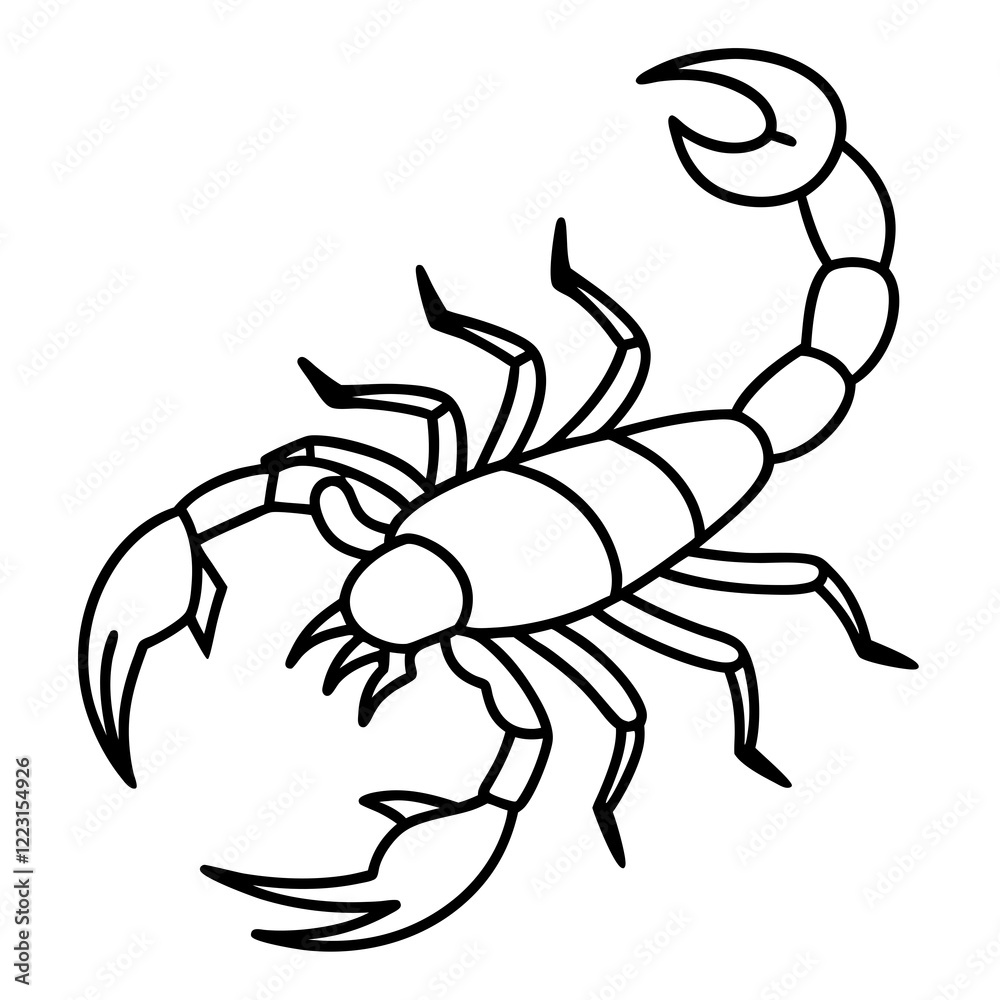Fototapeta premium Cute Silhouette of a Scorpion line art vector cartoon illustration