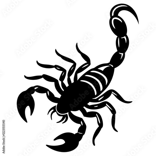 Cute Silhouette of a Scorpion line art vector cartoon illustration