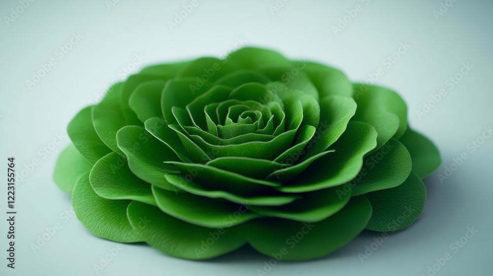 Obraz premium Lush Green Artificial Flower Realistic 3D Render Botanical Closeup Detailed Petals